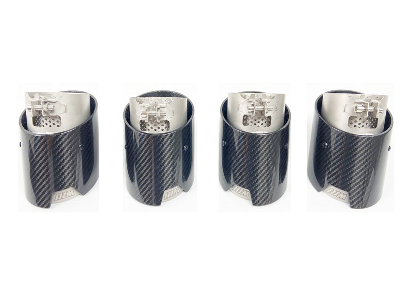 M Performance Style Stainless Steel Carbon Fiber Exhaust Tips for BMW G80 M3, G82 M4, & G87 M2